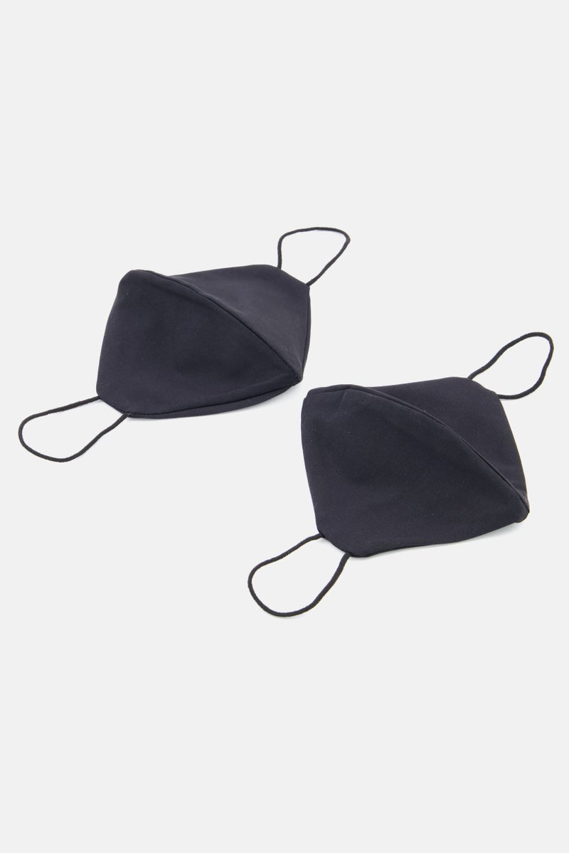 NEW LOOK Women  2 Pcs Plain Face Mask, Black - Image 3